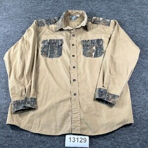 Outdoors Sportswear Shirt Mens XL Beige Real Tree Flap Pockets Casual Button Up